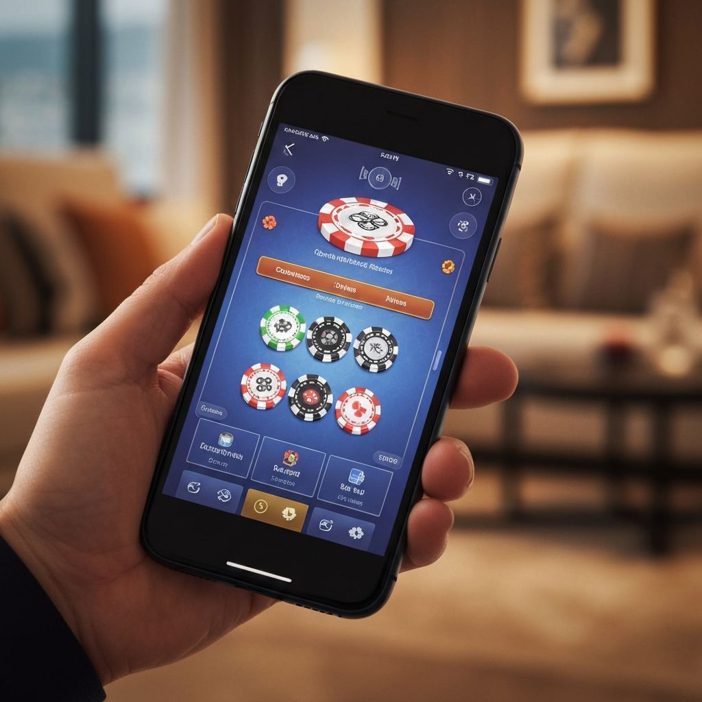 Mobilais kazino ar viedtālruni un žetoniem